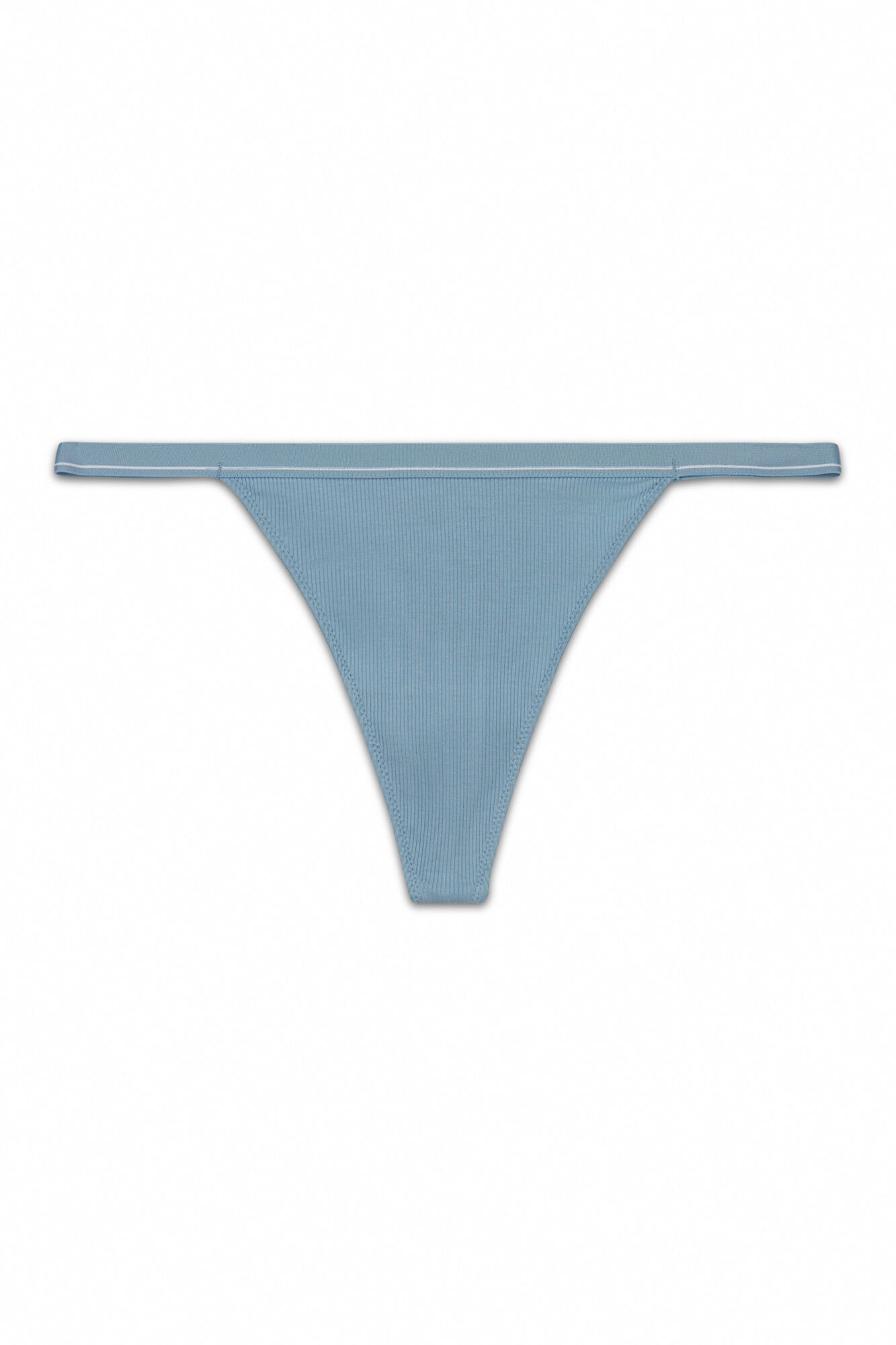 Women'secret Tanga tira acanalada de algod&oacute;n verde azul