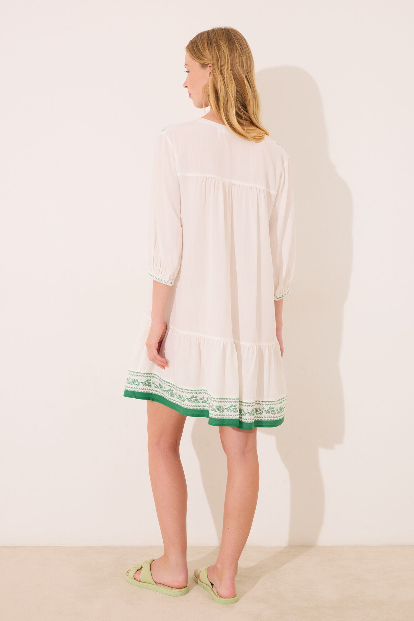 Women'secret Playera de dormir midi de viscosa color marfil marfil