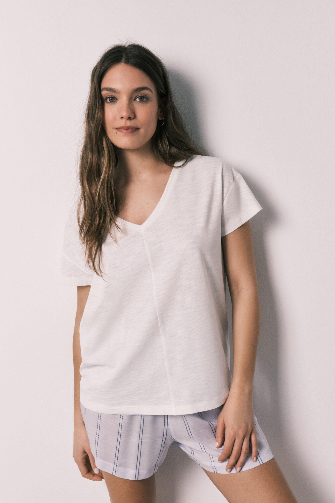 Women'secret Pijama corta de algod&oacute;n y viscosa a rayas