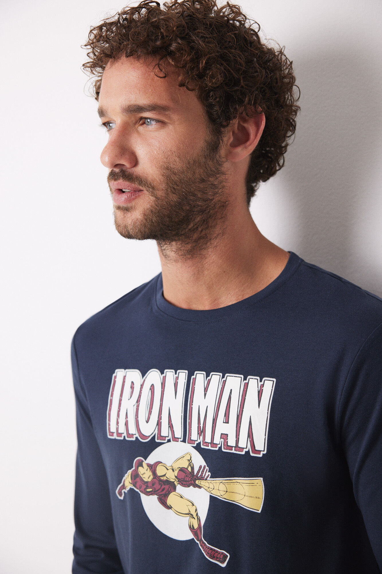 Women'secret Pijama larga hombre 100% algod&oacute;n "Iron Man" azul