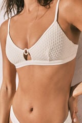Women'secret Top bikini horizontal de textura diamante blanco marfil