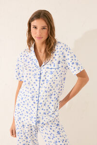 Womensecret Pijama camisera con estampado floral blanco blanco