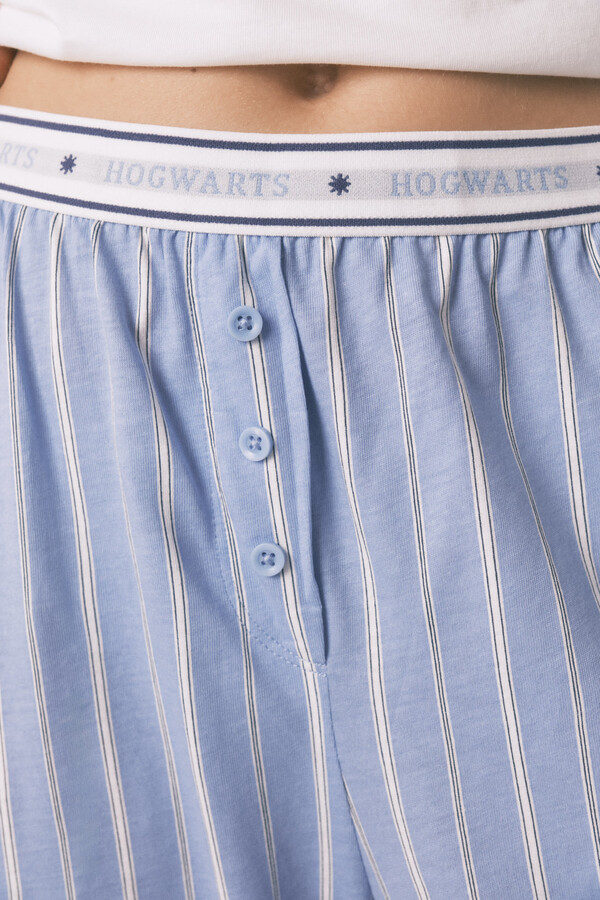 Women'secret Pijama larga de algodón a rayas de Harry Potter marfil