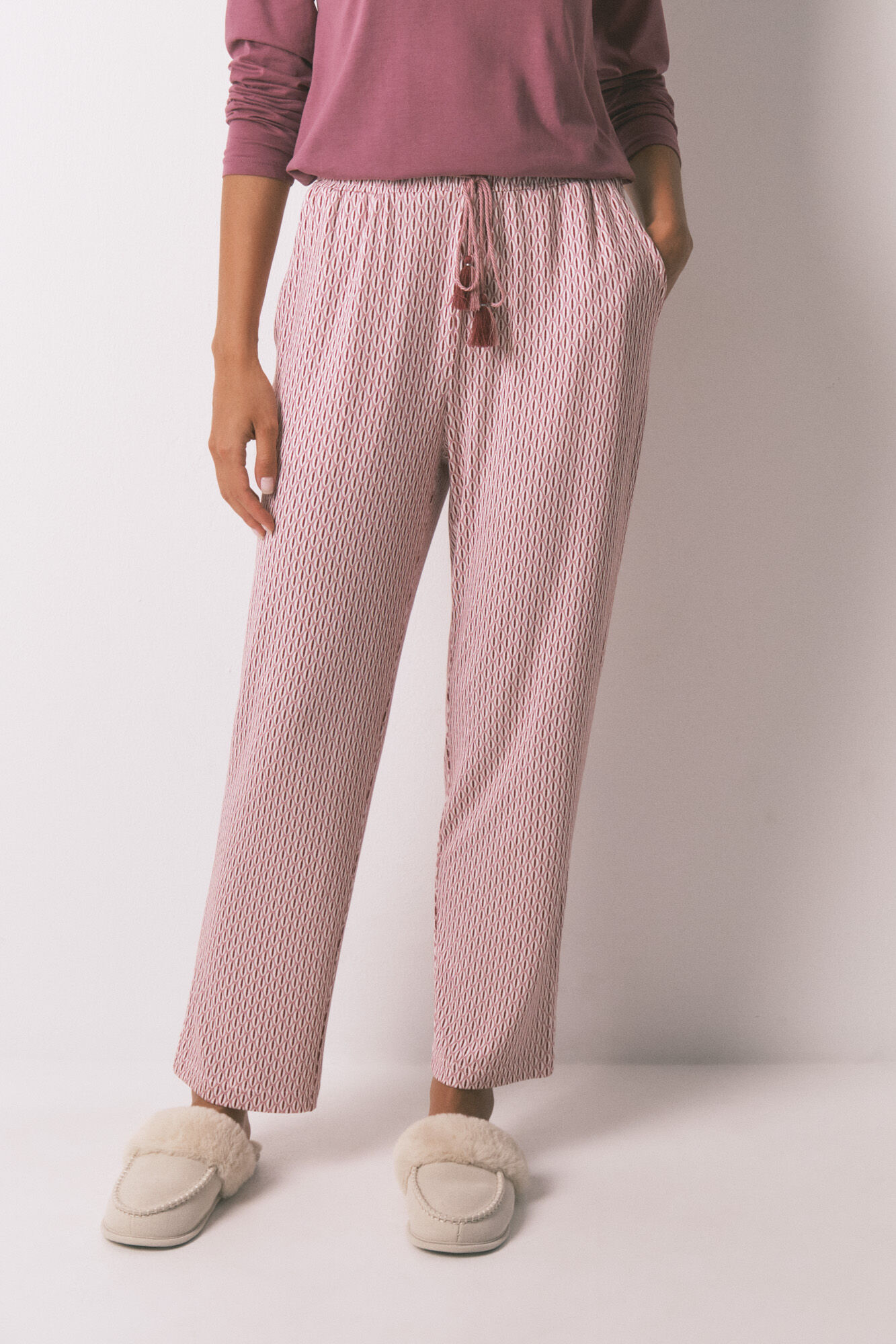 Women'secret Pantal&oacute;n largo zanahoria en tejido rosa suave