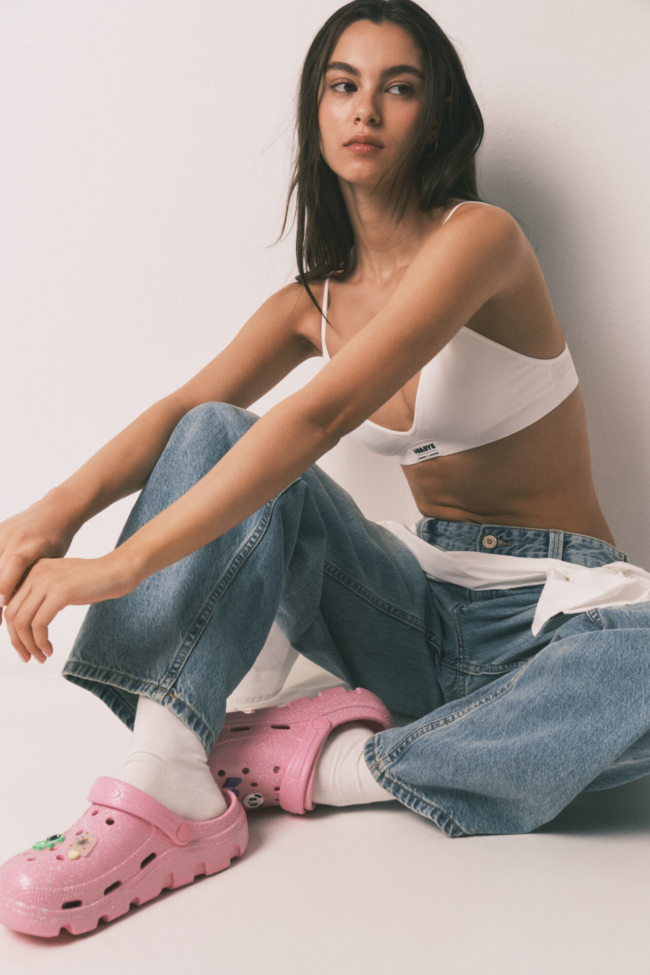 HI&BYE Brasier triangular sin costuras blanco marfil