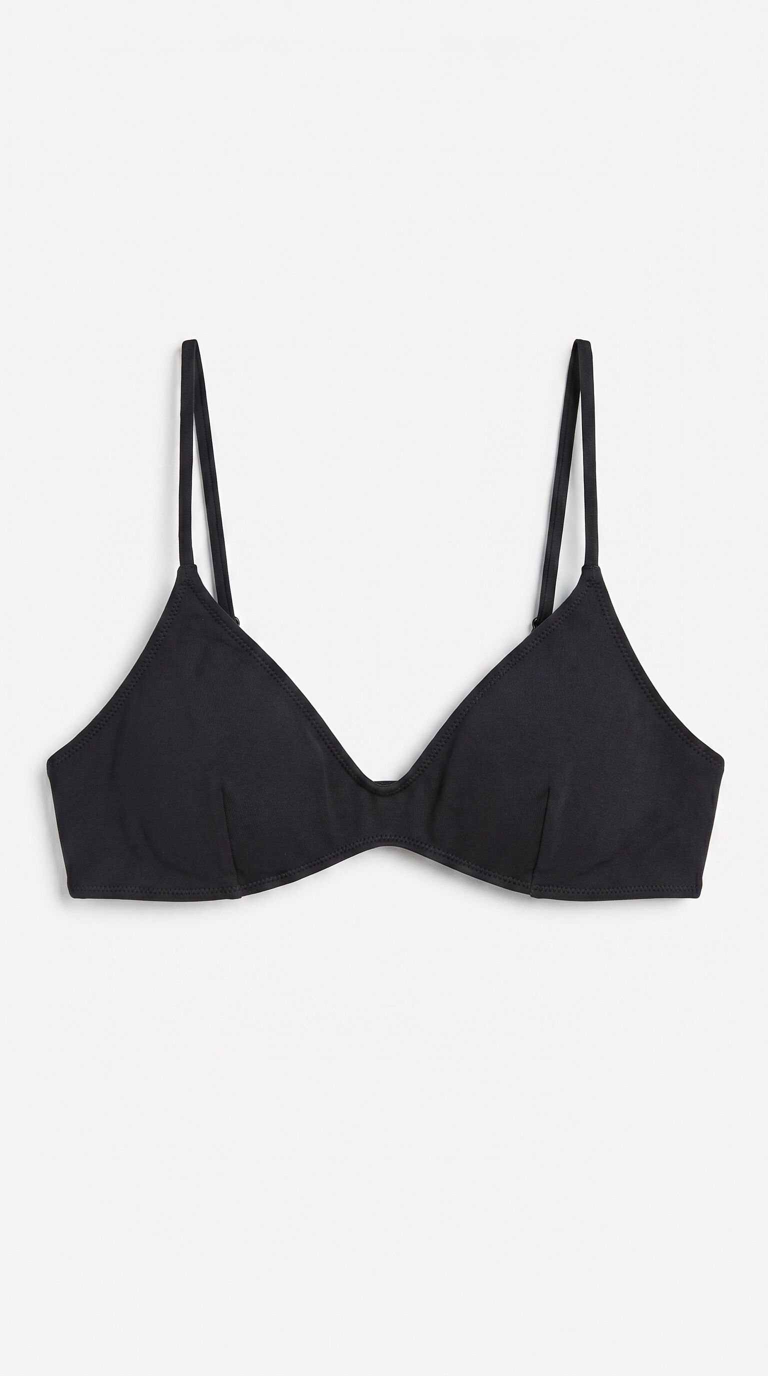 HI&BYE Top bikini escote en V liso negro negro