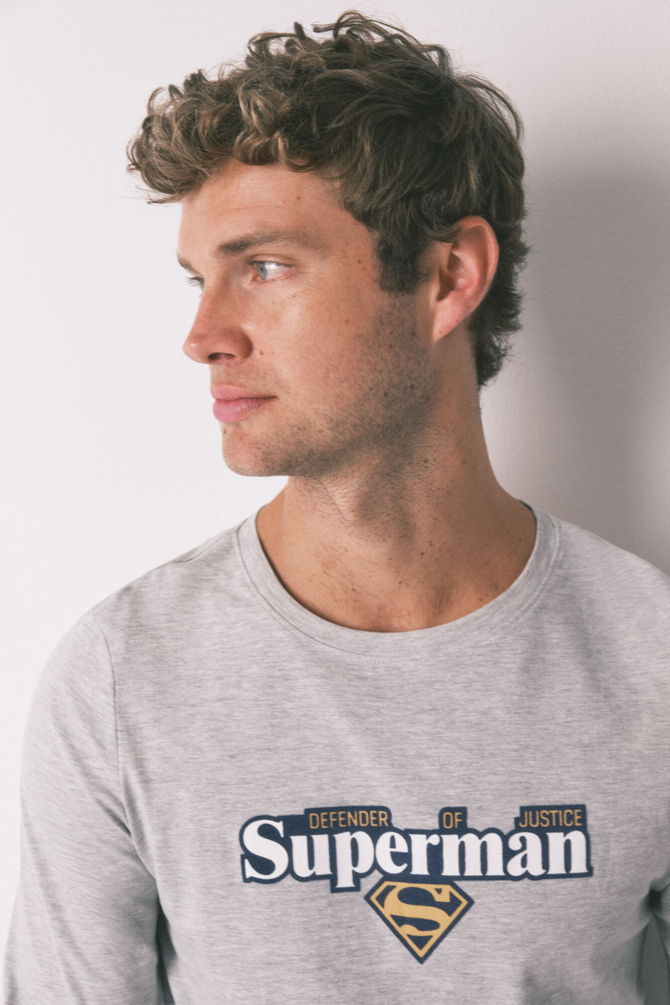 Women'secret Pijama larga de Superman gris 100% algod&oacute;n  gris