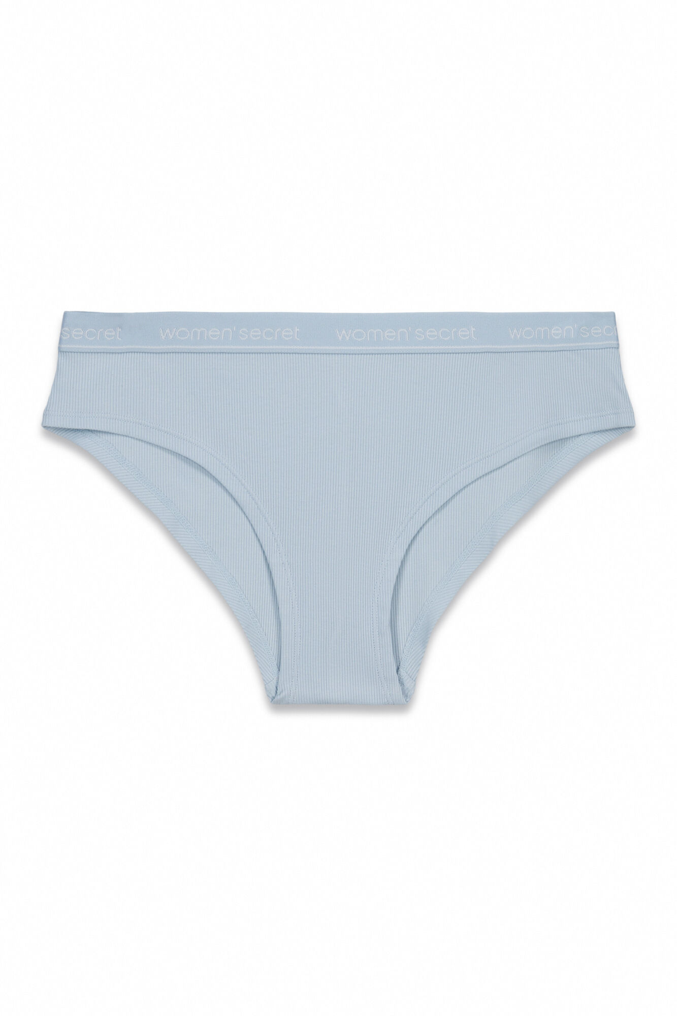 Women'secret Panty brasile&ntilde;o ancho acanalado de algod&oacute;n azul azul