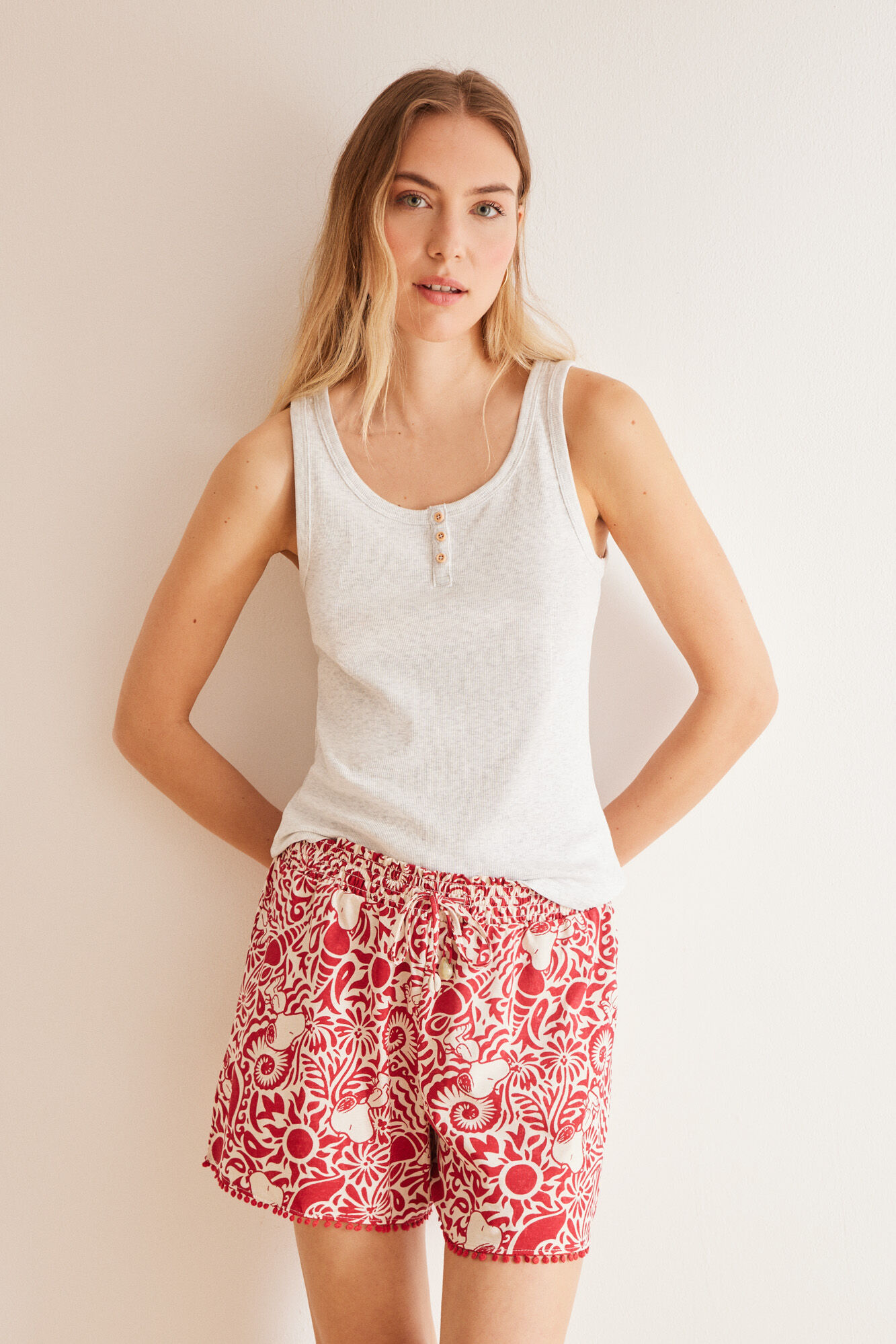 Women'secret Pantal&oacute;n corto 100% algod&oacute;n  allover conchas