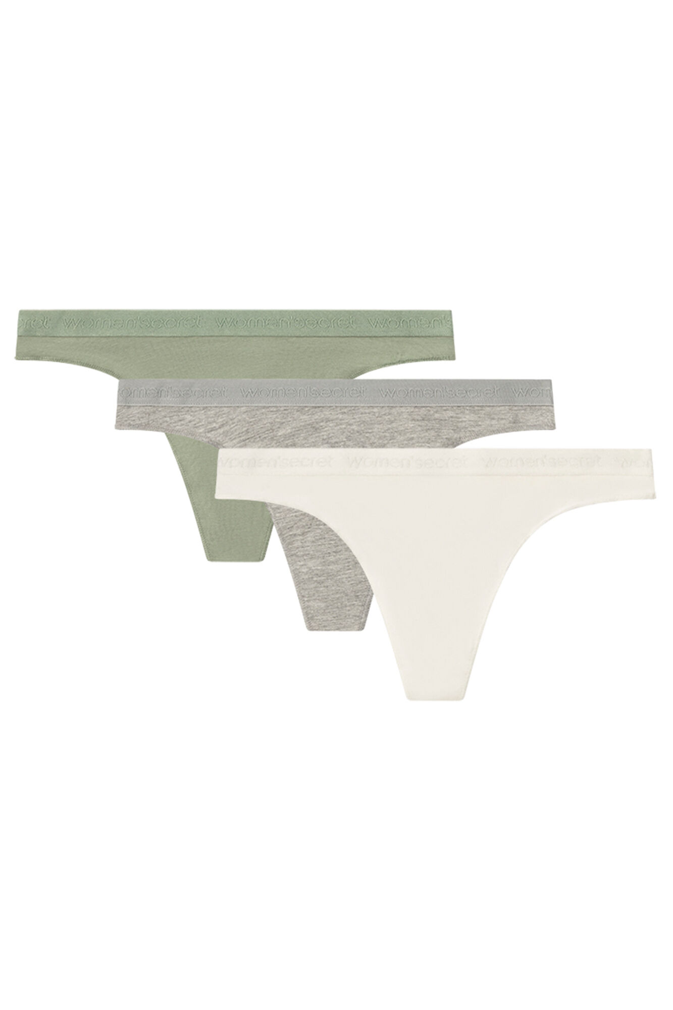 Women'secret Pack 3 tangas algod&oacute;n logo blanco
