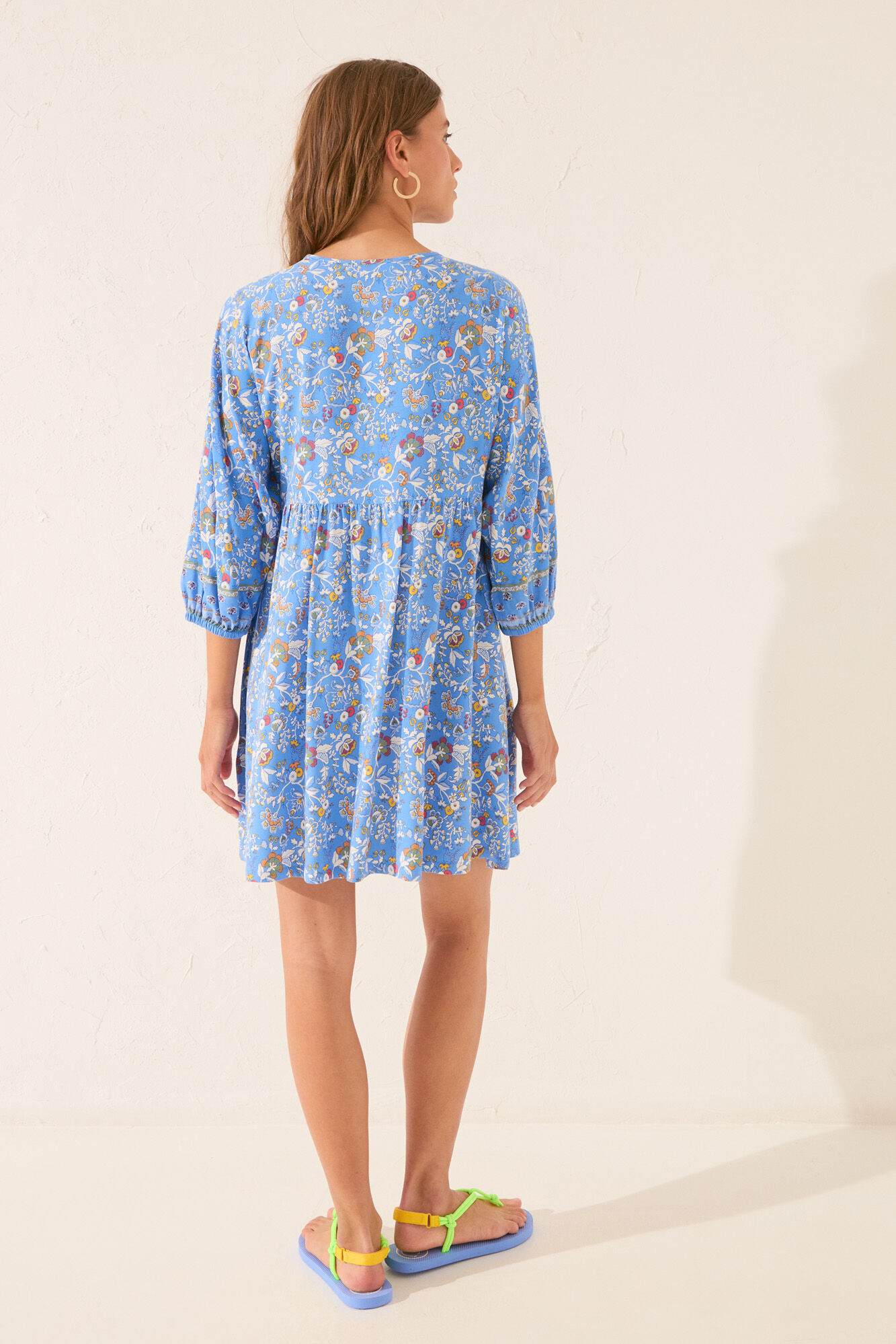 Women'secret Playera de dormir midi floral con manga abullonadas estampado