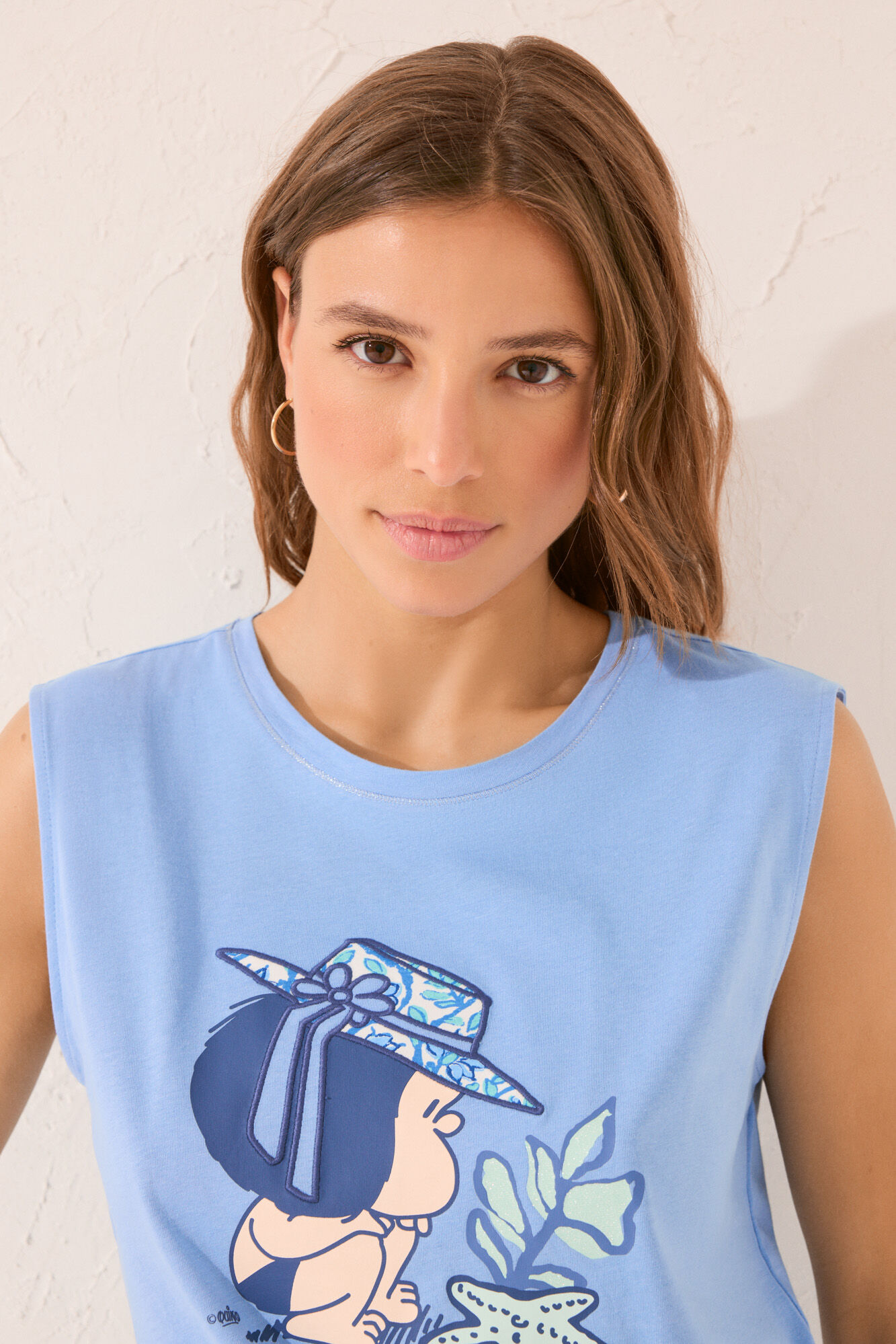 Women'secret Pijama capri de algod&oacute;n azul azul