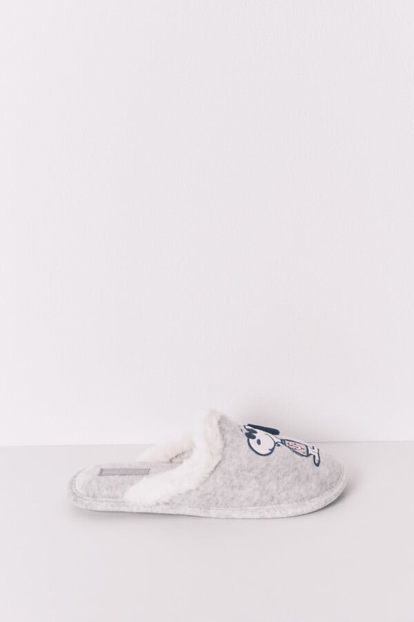 Women'secret Pantuflas para casa de Snoopy de color gris oscuro gris