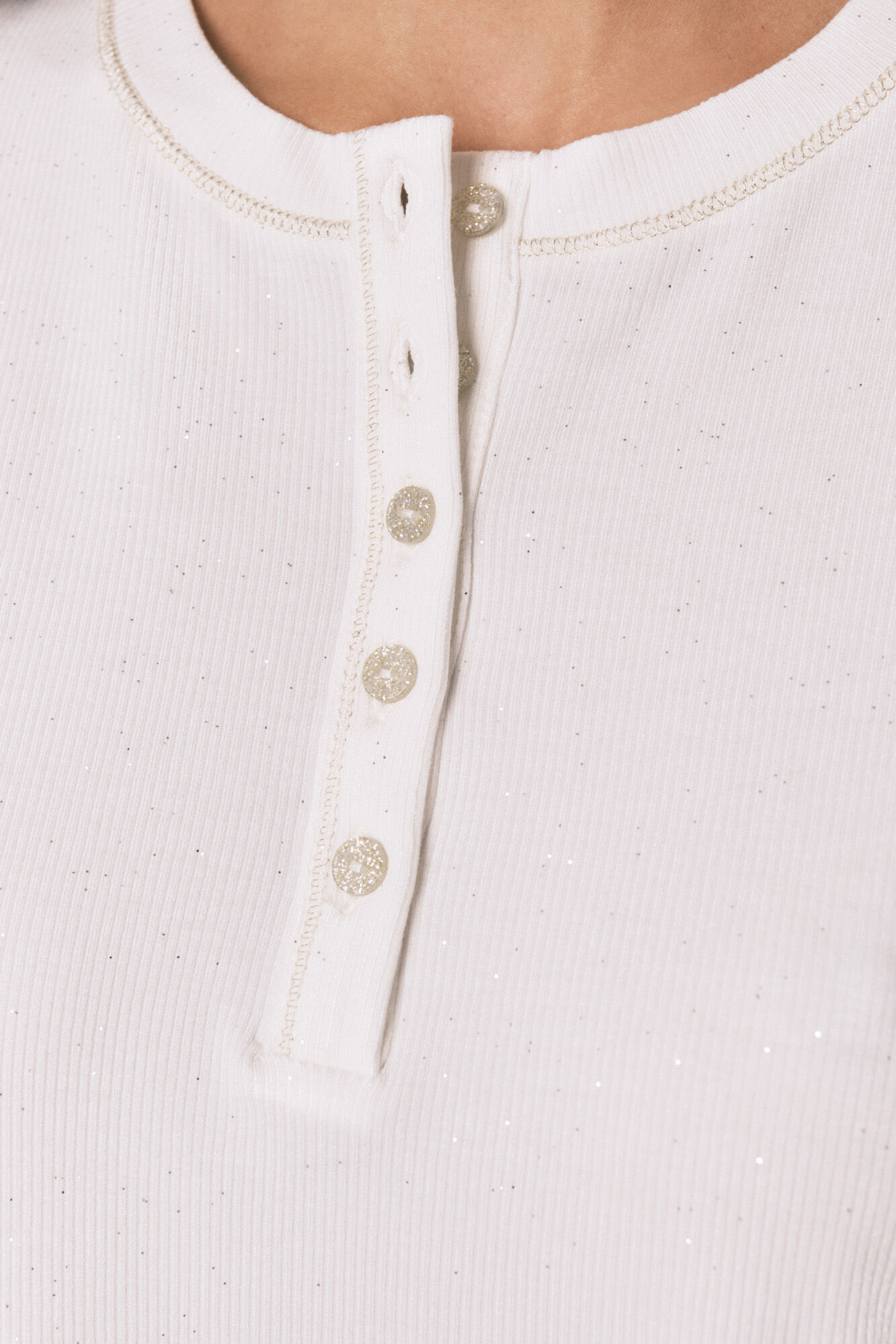 Women'secret Playera de viscosa blanca brillante de manga larga marfil