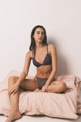 HI&BYE Brasier triangular de encaje morado morado/lila