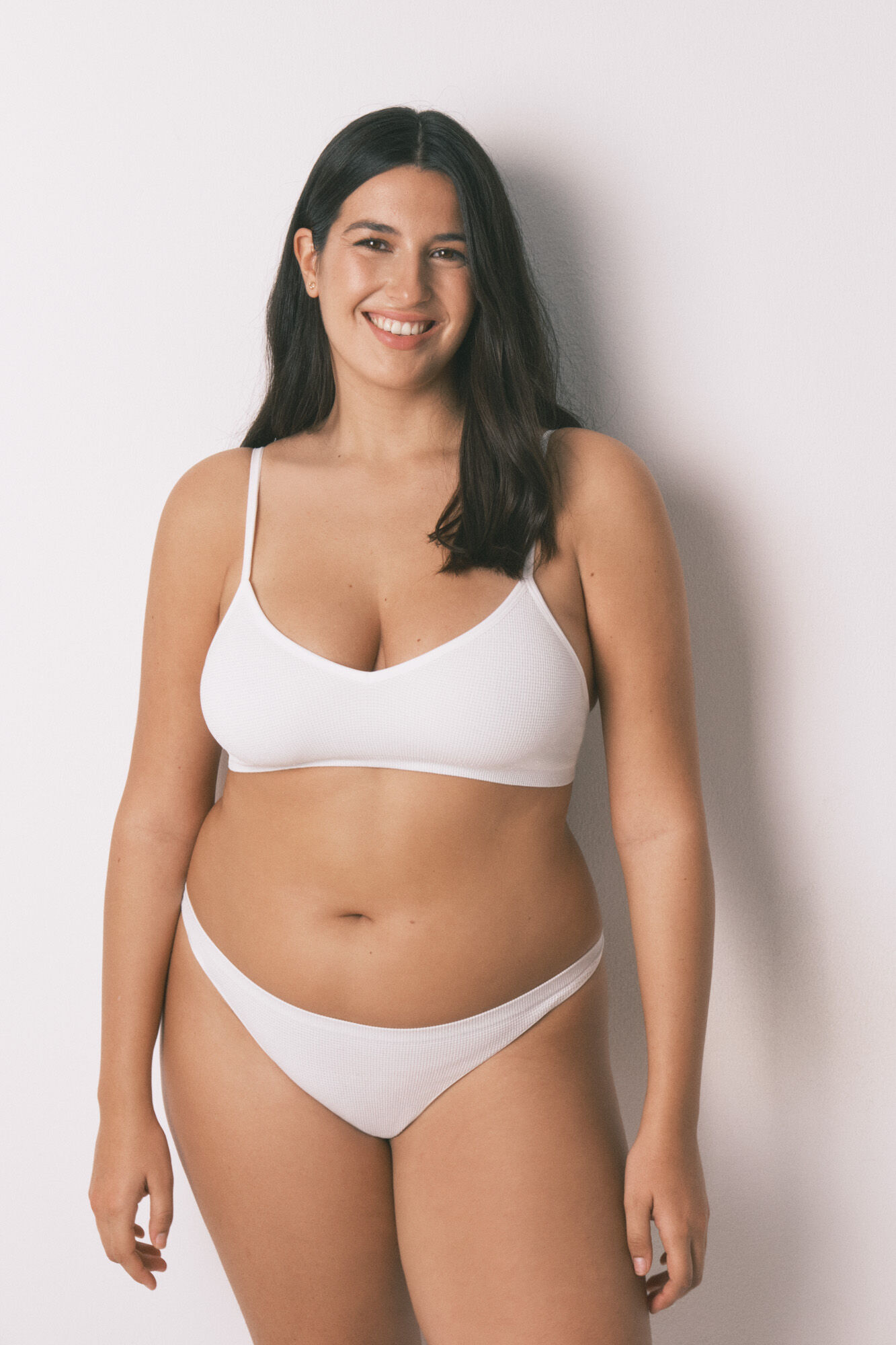 Women'secret Top de canal&eacute; sin costuras de lurex blanco marfil