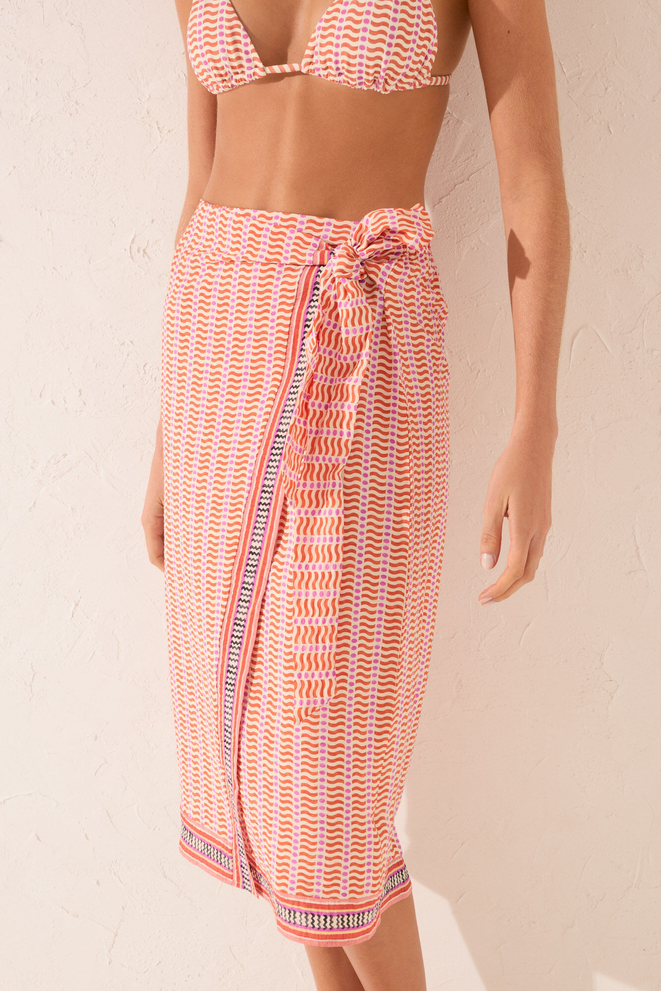 Women'secret Pareo midi con estampado geom&eacute;trico