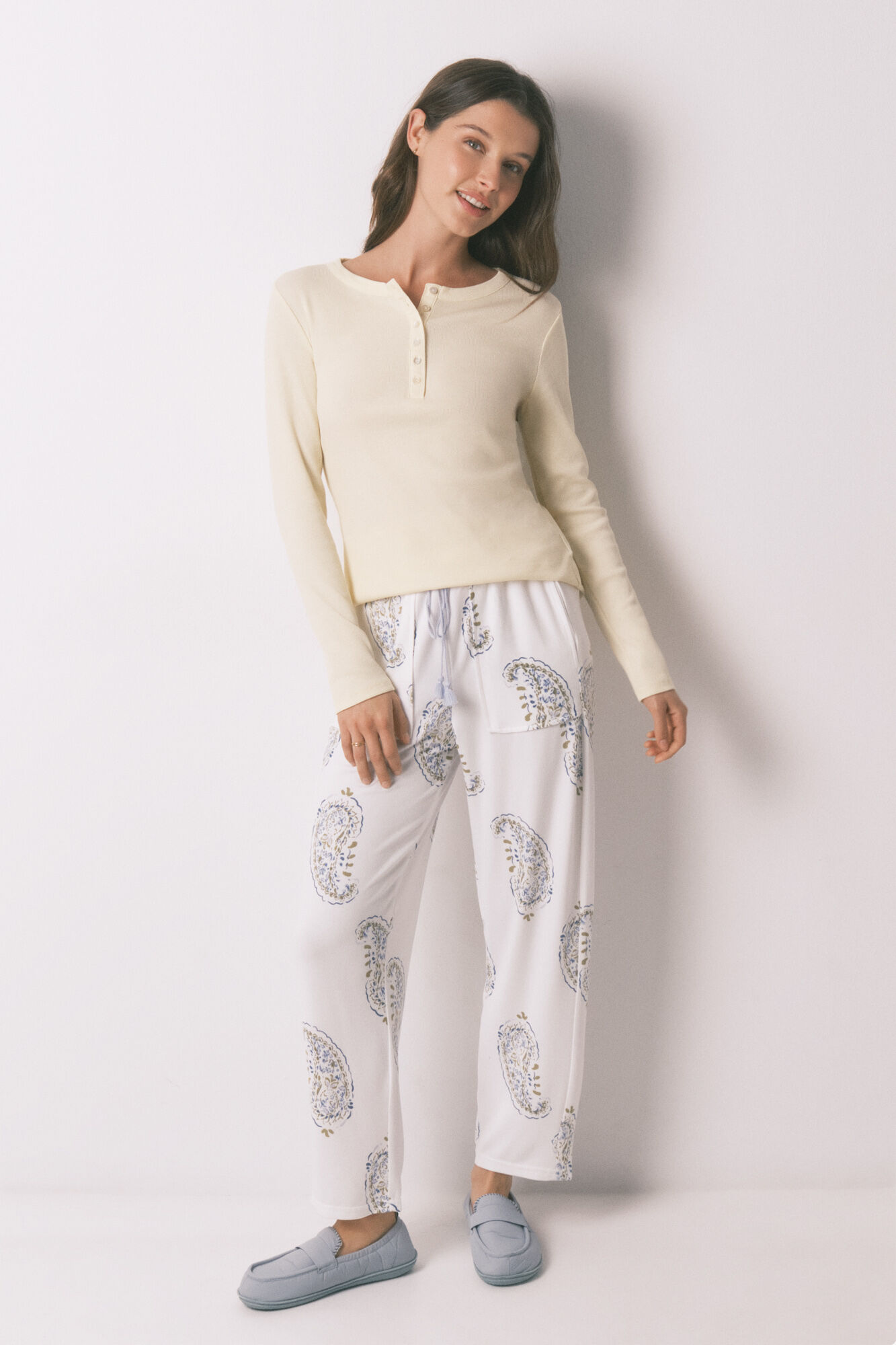 Women'secret Playera manga larga de algod&oacute;n amarilla amarillo