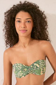 Womensecret Top bikini bandeau print tropical verde