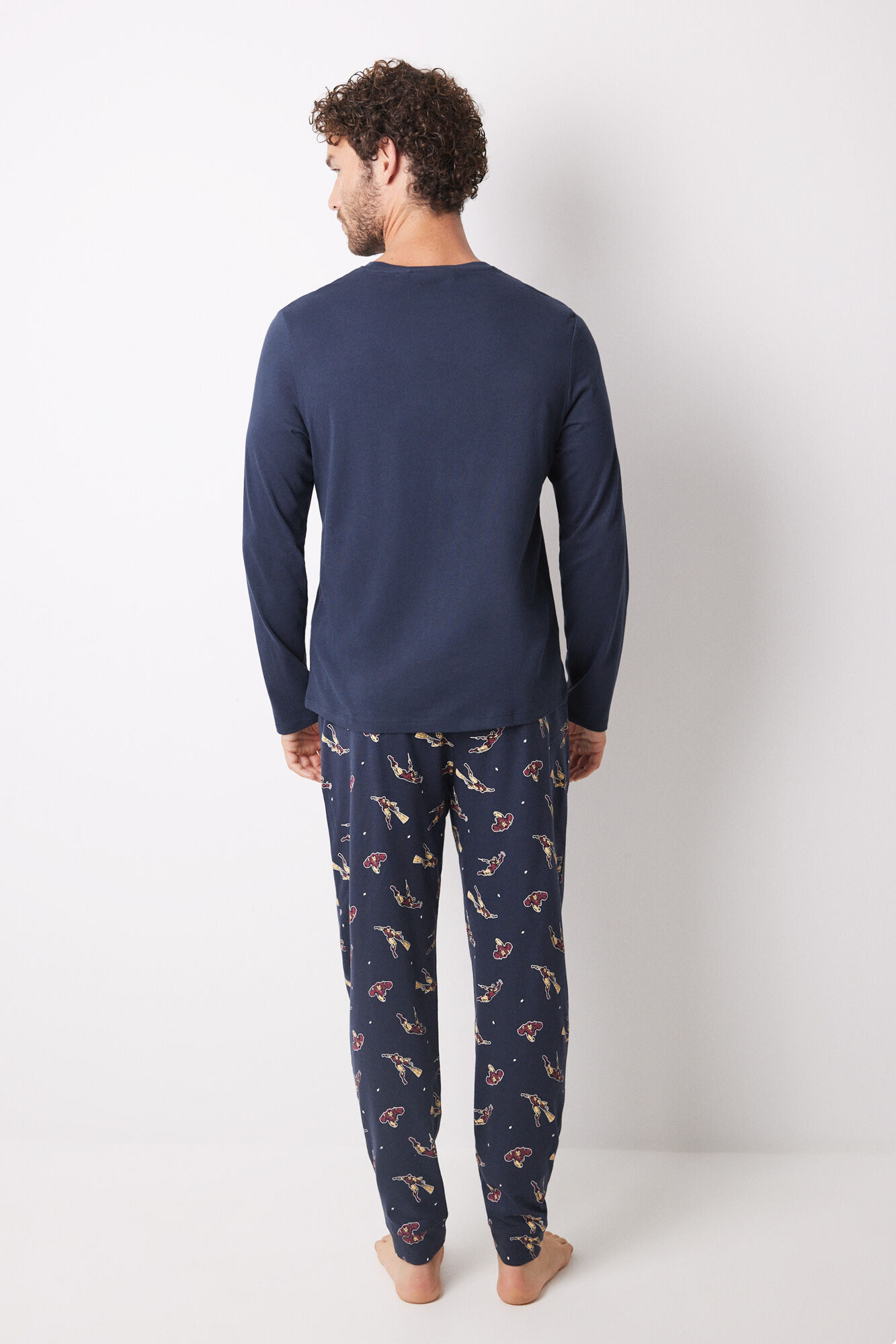 Women'secret Pijama larga hombre 100% algod&oacute;n "Iron Man" azul