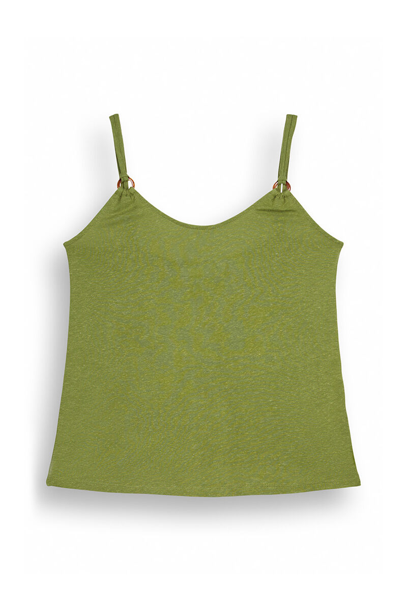 Women'secret Playera tirantes kaki lino kaki