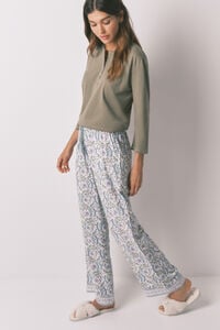 Women'secret Pantalón largo de viscosa con estampado de flores