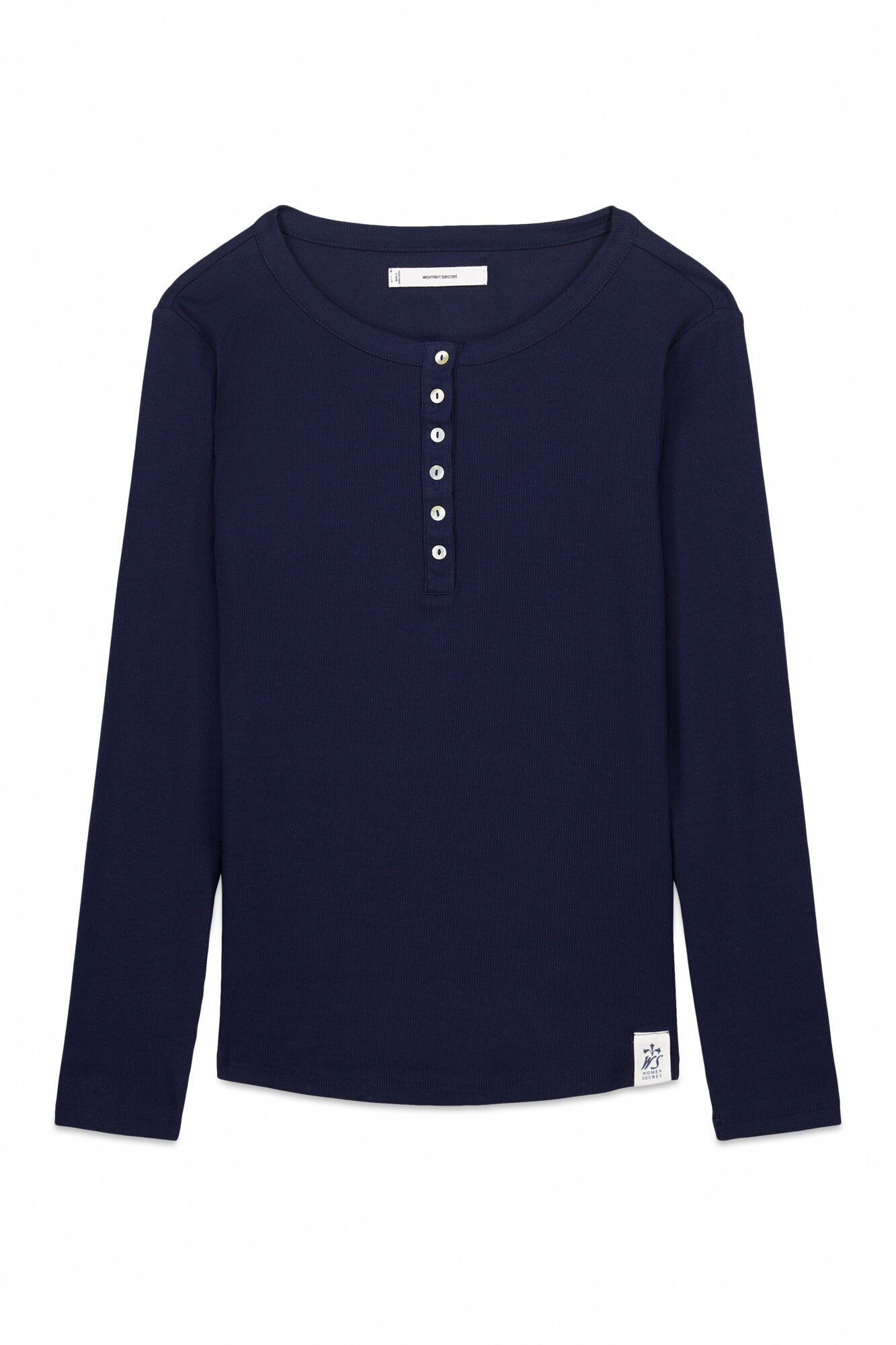 Women'secret Playera manga larga de algod&oacute;n azul azul