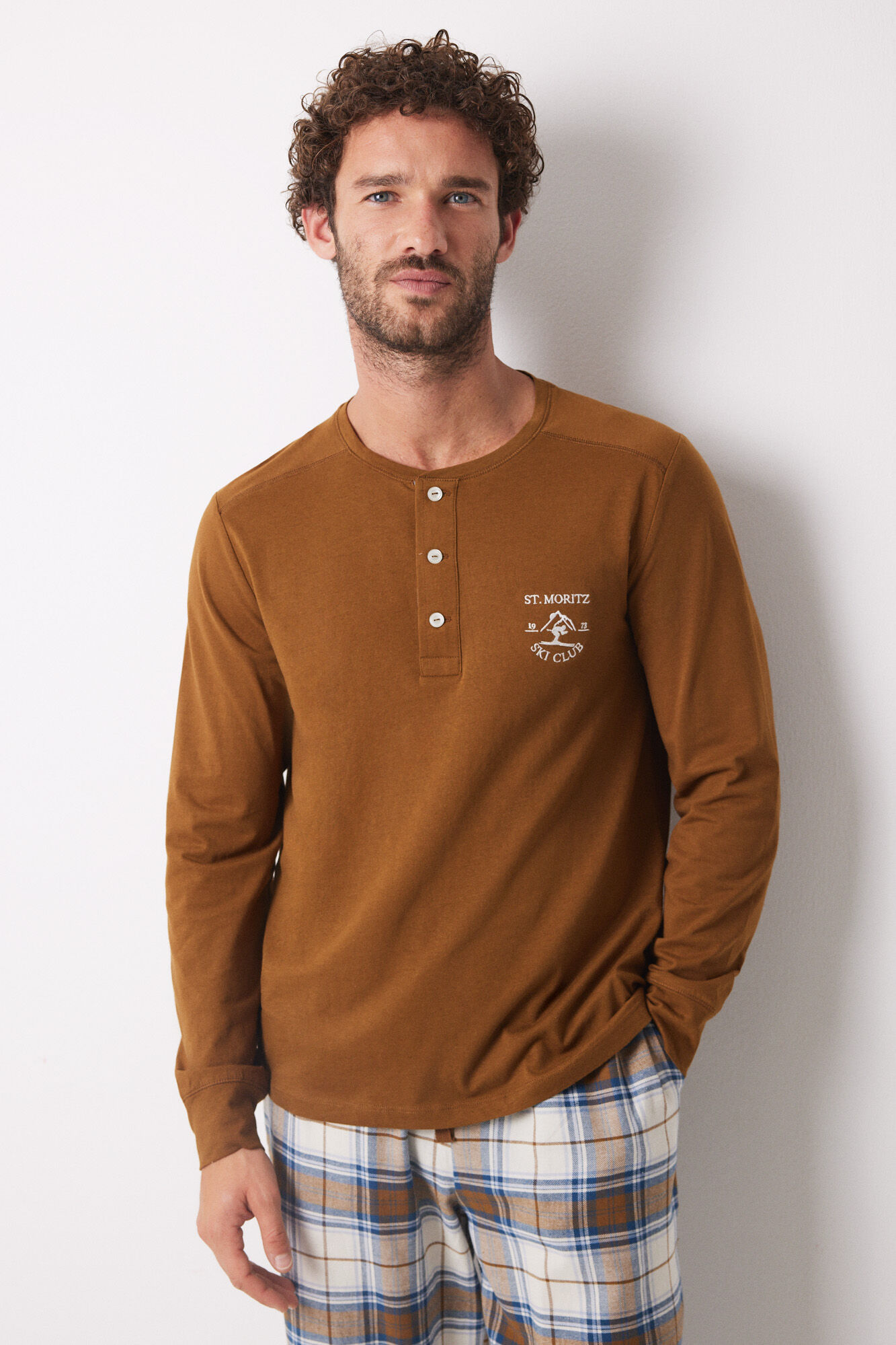 Women'secret Pijama larga hombre 100% algod&oacute;n "Moritz" amarillo