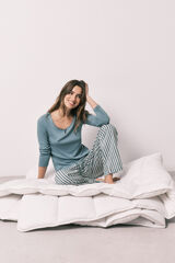 Women'secret Pijama larga estampado de rayas verde azul