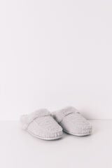 Women'secret Pantuflas para casa de piel con estampado animal gris