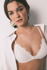 HI&BYE Brasier triangular de encaje blanco marfil