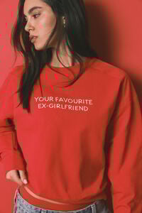 HI&BYE Sudadera corta lisa de algod&oacute;n roja