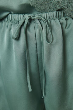 Womensecret Pijama corta satén y encaje verde verde