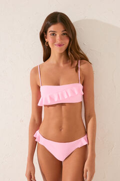Womensecret Panty de bikini clásica con volante en color rosa rosa