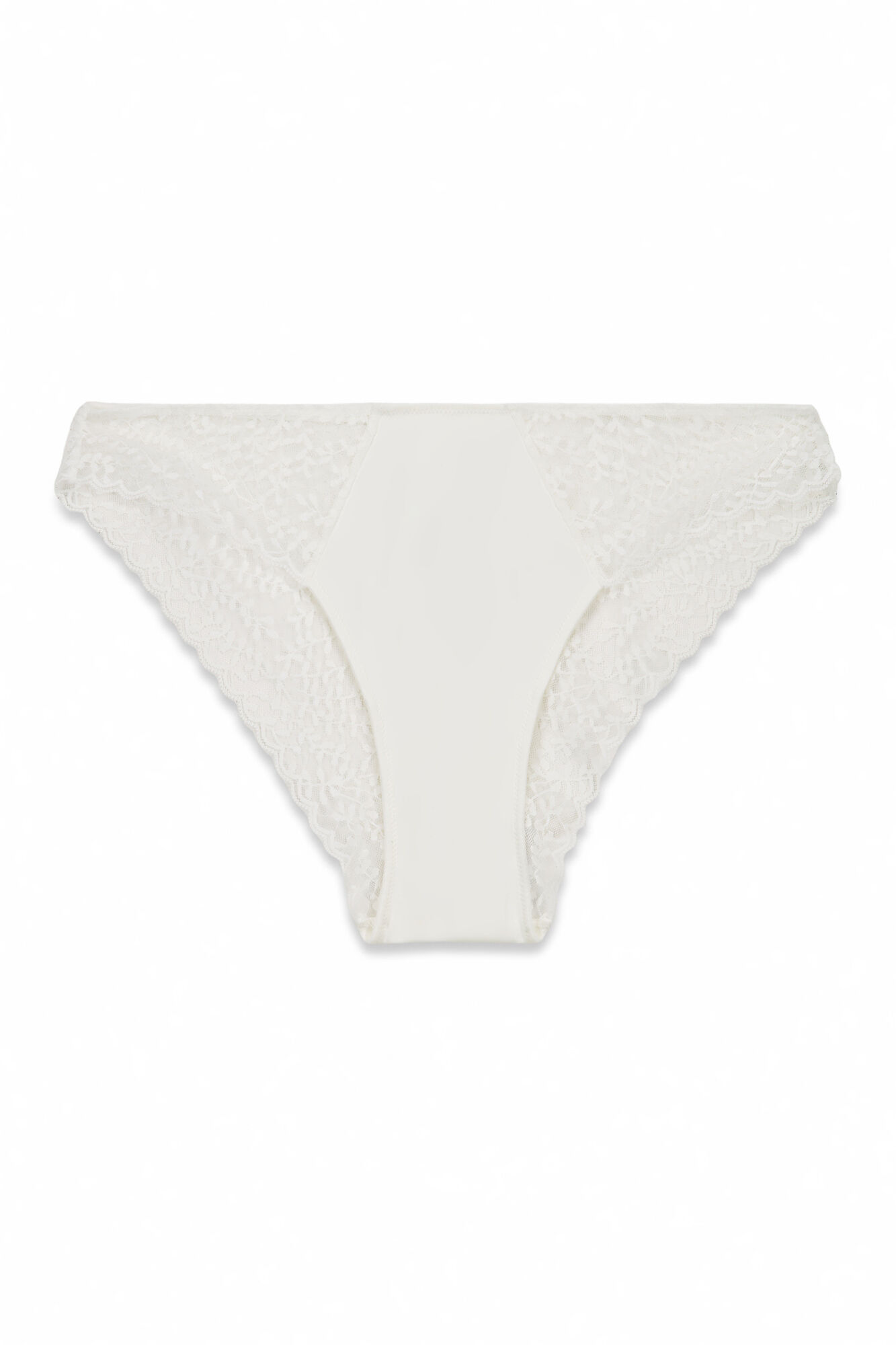 Women'secret Panty cl&aacute;sica de microfibra y encaje blanco  blanco