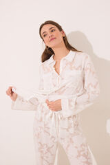 Womensecret Pijama camisera larga satín blanco marfil