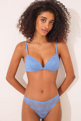 Women'secret Tanga de encaje azul azul