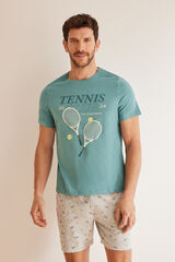 Womensecret Pijama hombre 100% algodón 'Tennis Club' verde