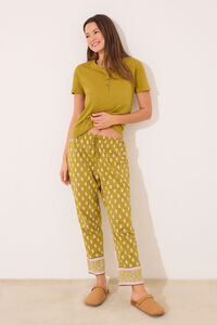 Womensecret Pantalón largo zanahoria 100% algodón estampado estampado