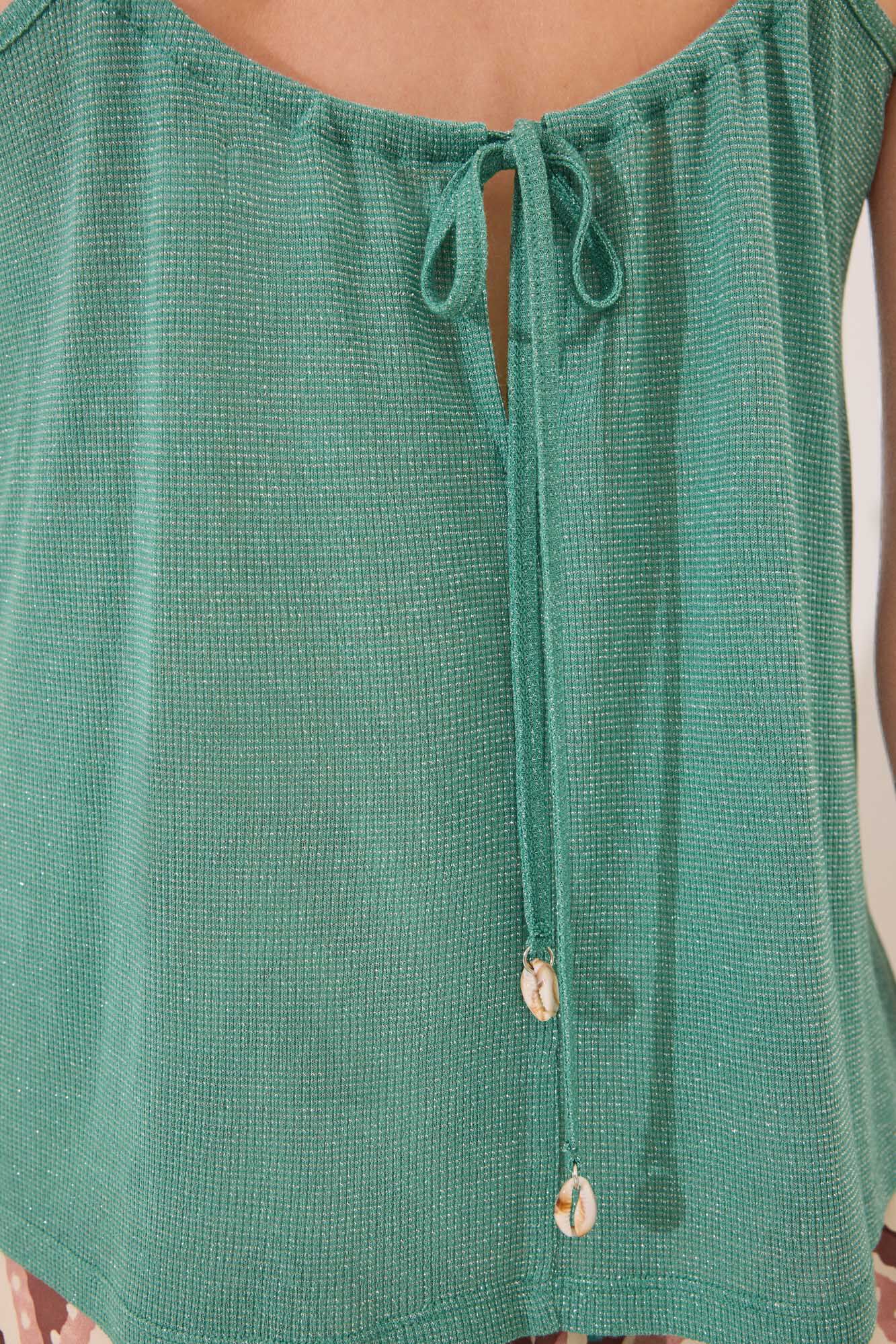 Women'secret Playera de tirantes sin mangas de canal&eacute; verde  verde