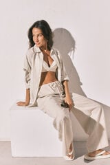 Women'secret Pantal&oacute;n largo beige marfil