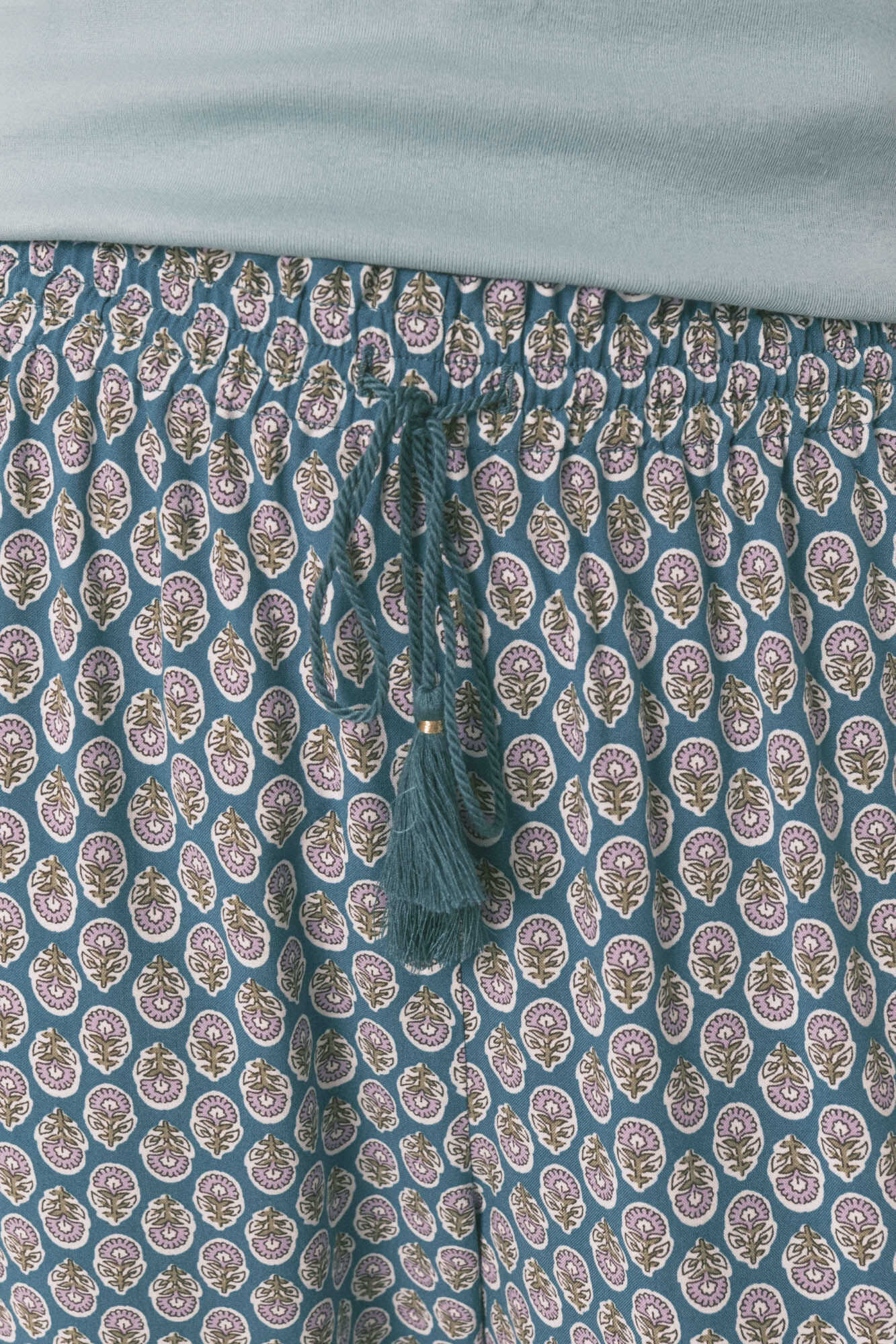 Women'secret Pantal&oacute;n largo con estampado de viscosa zanahoria verde