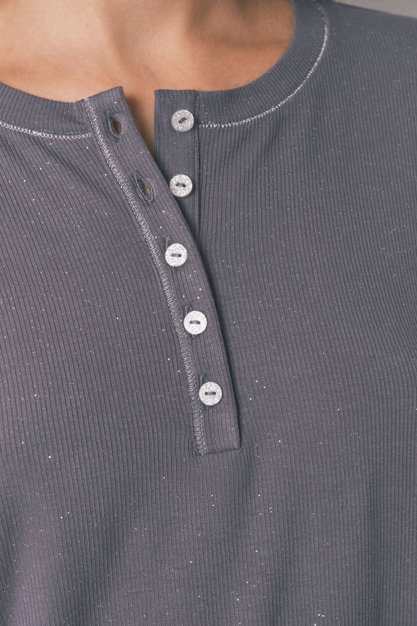 Women'secret Playera de viscosa gris brillante de manga larga gris