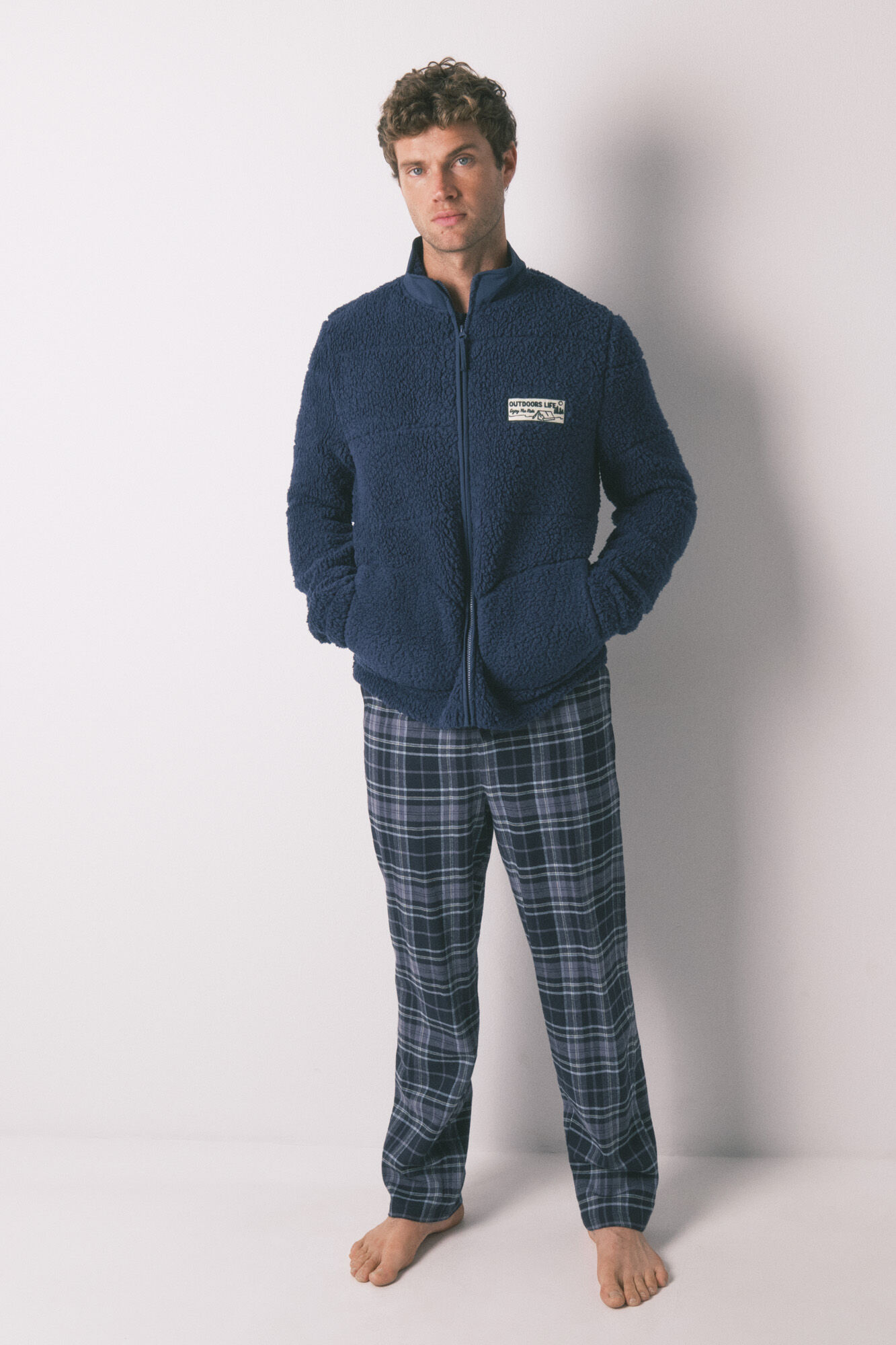 Women'secret Bata con media borrego azul azul