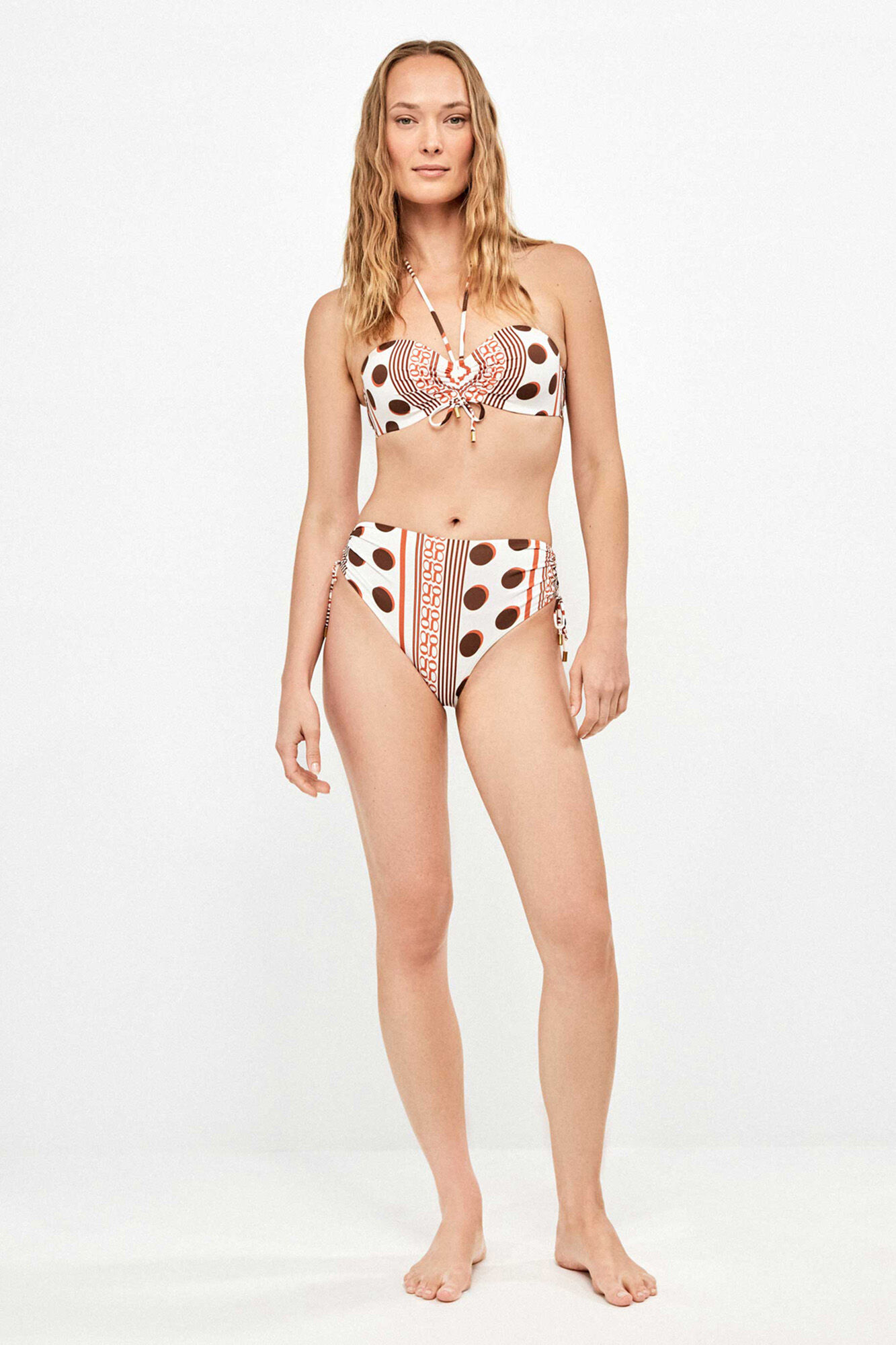 Gisela Top bikini bandeau estampado monogram blanco