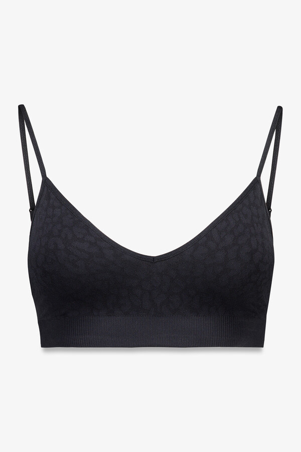 Women'secret Top sin costuras NATURAL con estampado animal negro negro