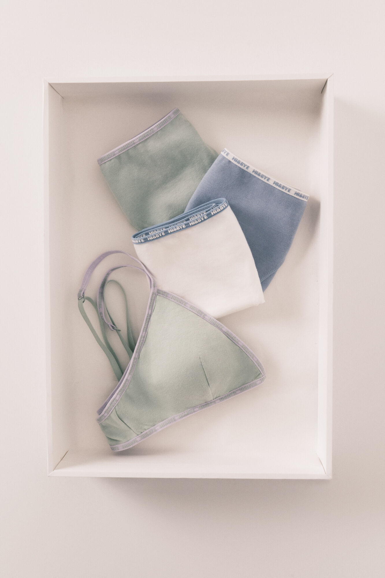 HI&BYE Pack de 3 panties cl&aacute;sicas de algod&oacute;n verde, azul y blanco