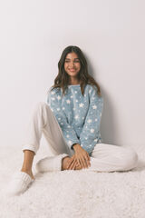 Women'secret Pijama larga polar mousse estrellas azul