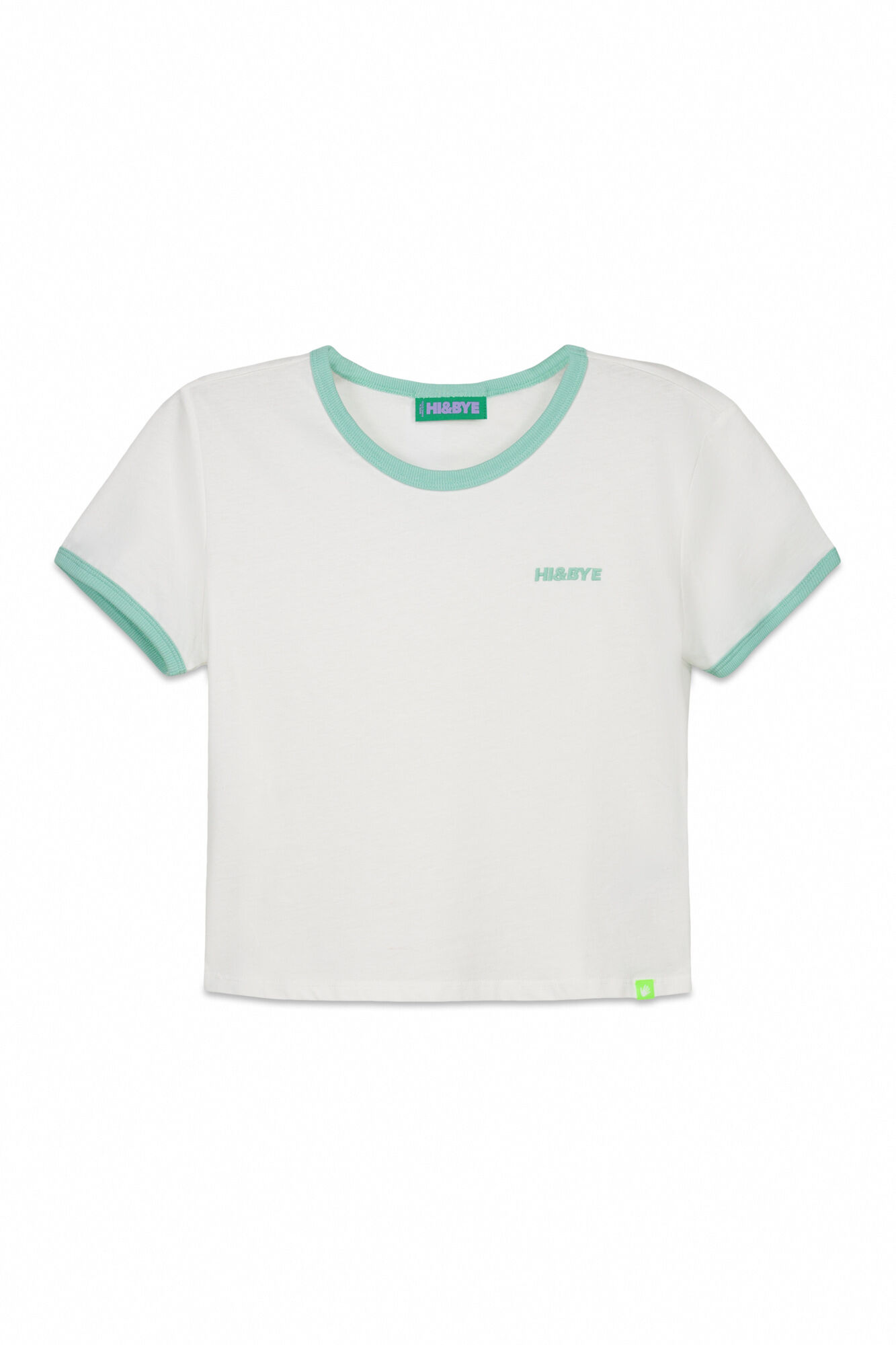 HI&BYE Playera lisa manga corta de 100% algod&oacute;n blanca marfil