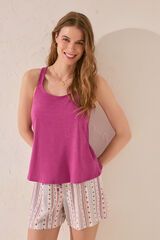 Womensecret Playera de tirantes sin mangas de algodón morado/lila morado/lila